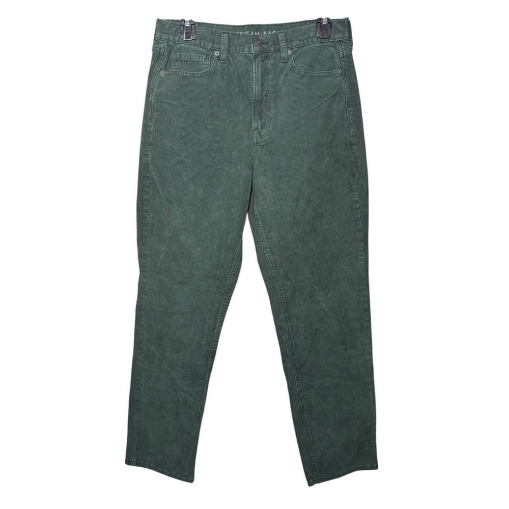 American Eagle Green Corduroy Straight Leg Pants Women's Size 6 Stretch